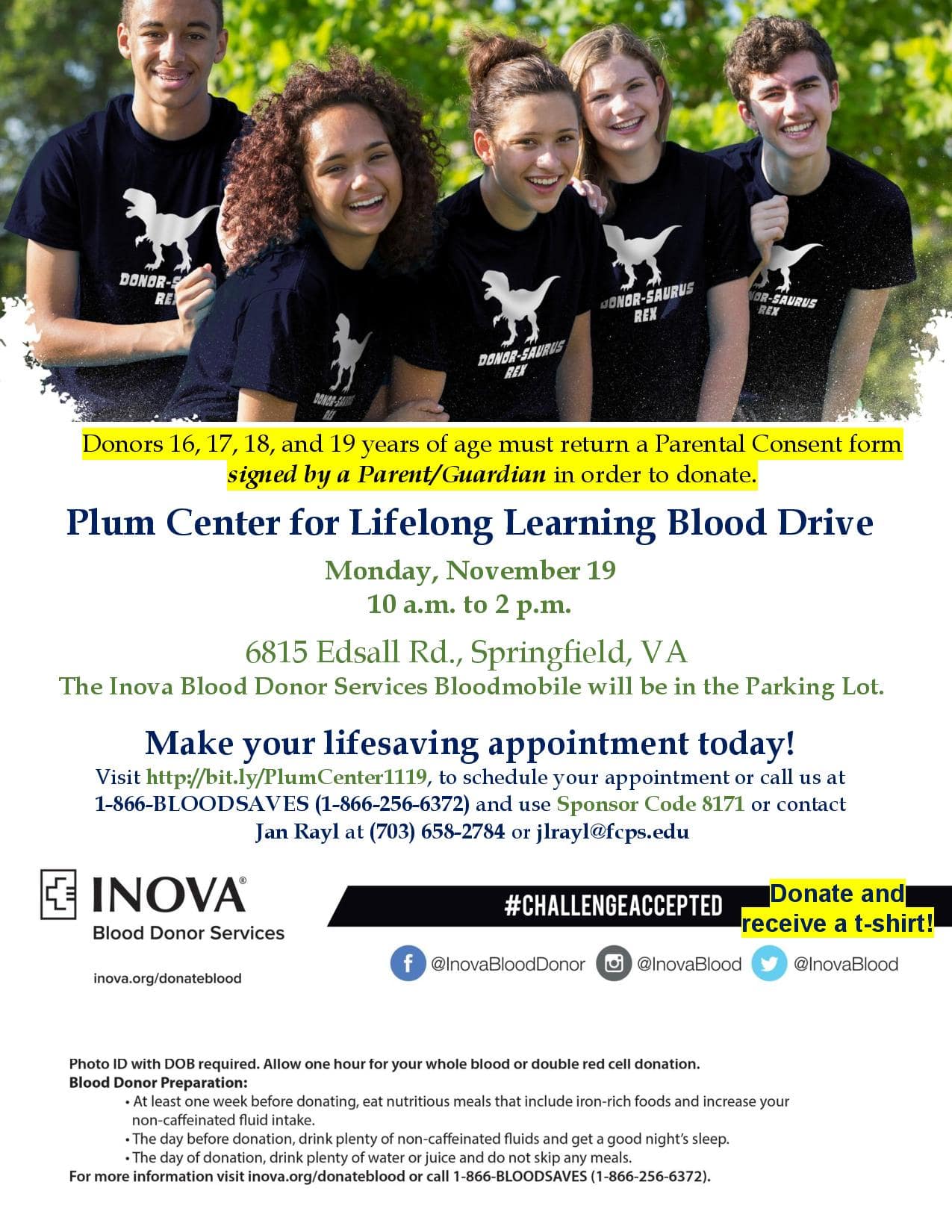 Plum Center for Lifelong Learning Blood Drive - Inova Blood Donor 