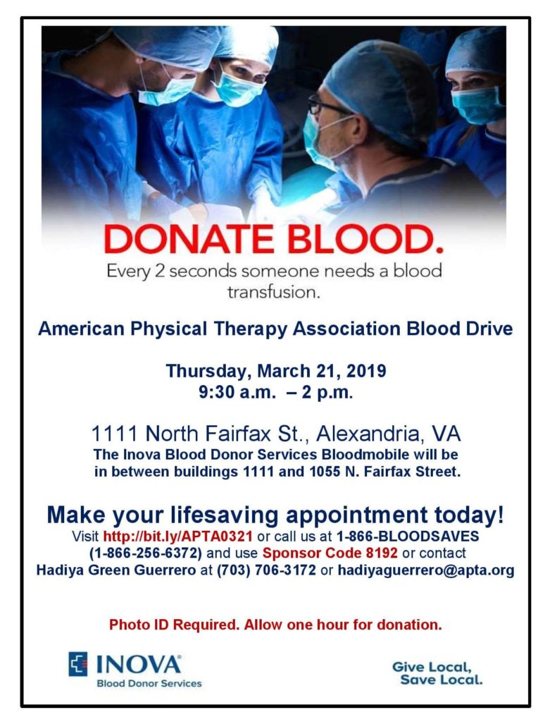 American Physical Therapy Association Inova Blood Donor Services