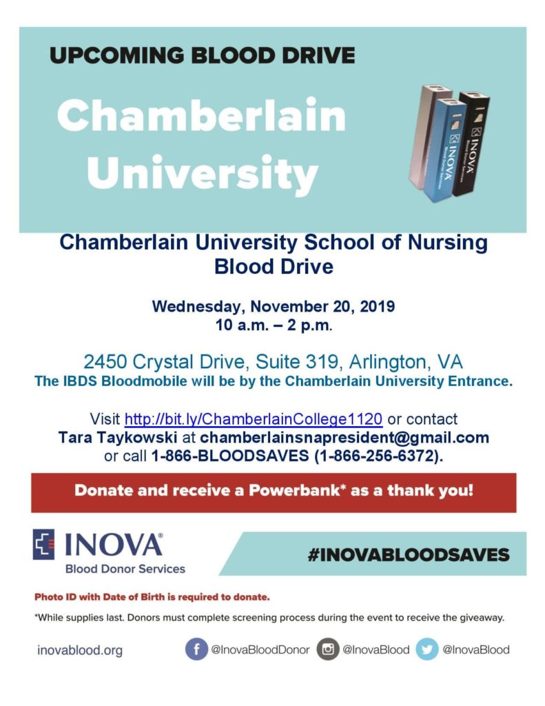 Chamberlain University School Of Nursing - Inova Blood Donor Services