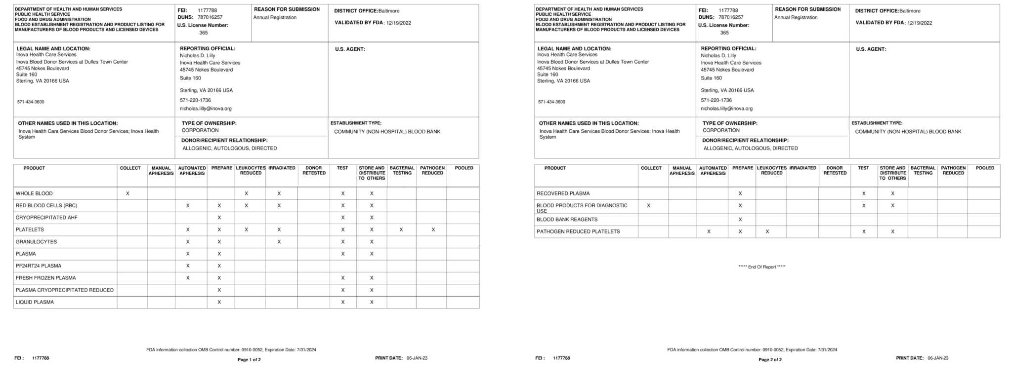 fda 2023 Inova Blood Donor Services